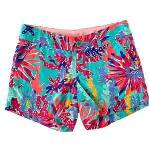 Lilly Pulitzer Callahan 5" Inseam Shorts sz 0 Sippin & Trippin Seahorse Coral